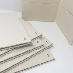 Invitation Pocket Folders Covered in Ivory with Tiny Bronze Foil Stamped Tree Design