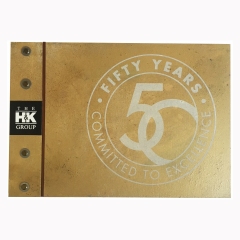 Corporate Anniversary Book with Custom Treated Metal Covers and Hardware and Screen Printed Logos