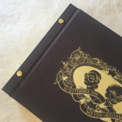 Wedding Guest Book, Exposed Screw Post Portfolio with Gold Screen Printing