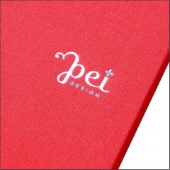 Red Hidden Screw Post Portfolio with Light Blue and White Foil Stamping
