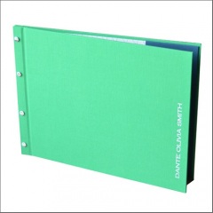 Bright Green Exposed Screw Post Portfolio with Matte Silver Foil Stamping