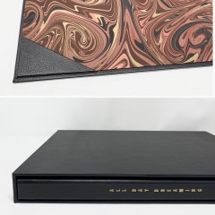 BTL Smooth Black Coffee Table Style Portfolio and Slipcase with marbled paper liners and Gold Foil Stamping