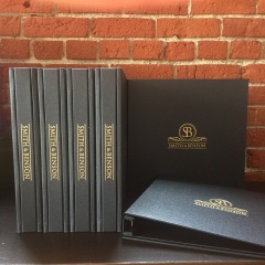 Set of Hidden Screw Post Portfolios with Spine Covers in Metallic Lava and Gold Foil Stamping