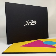 Portfolio and Slipcase with Custom Inlay Liners and White Foil Stamped Logo
