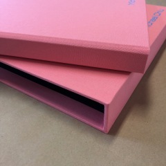 Pink Grapefruit Coffee Table Style Portfolio with Slipcase and Light Blue Foil Stamping