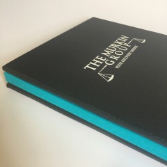Hidden Screw Post Portfolio in Metallic Lava with an Aqua Spine Liner and White Foil Stamping