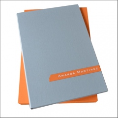 Smoke Coffee Table Style Portfolio with Orange Inset and White Foil Stamping