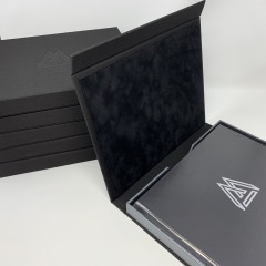 Notched Half Clamshell Box Covered in Metallic Lava with Velvet Paper Liners