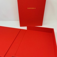Red Half Clamshell Box with White Foil Stamping