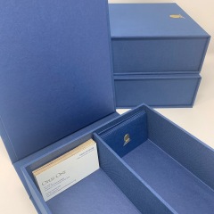 Drop Spine Boxes with Magnetic Flap and Dividers to Hold 2 rows of Business Cards