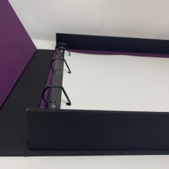 Ring Binder Box Covered in Super Black and Lined in Purple