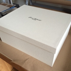 Apparel Style Box Covered in Ivory with Black Foil Stmaping