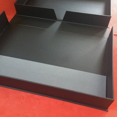 Notched Clamshell Box Covered in Coated Onyx with Slate Pocket