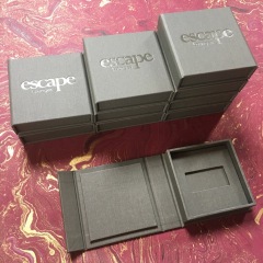 Coated Charcoal Boxes with Clear Foil Stamping and Cavity for USB Drive