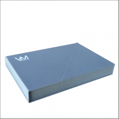 Notched Clamshell Box with Angled Flap and White Foil Stamping